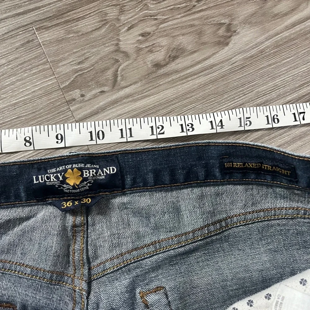 Lucky Brand 181 Relaxed Straight Jeans Mens 36x30 Dark Wash Denim Blue Pants